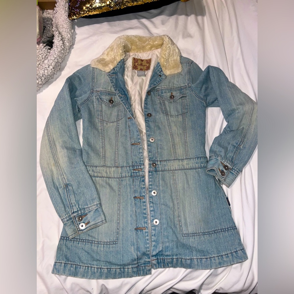 Hollister Middi Jean Sherpa collar jacket